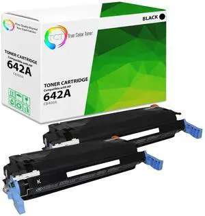 True Color Toner 642A Black Toner Cartridge 2 Pack - Premium Compatible Replacement for HP 642A CB400A Black Works With HP Color LaserJet Enterprise CP4005 CP4005N CP4005DN