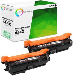 True Color Toner 654X Black Toner Cartridge 2 Pack - Premium Compatible Replacement for HP 654X CF330X Black High Yield Works With HP Color LaserJet Enterprise M651DN M651N M651XH