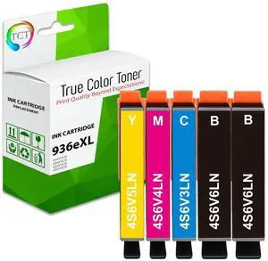 TCT 936XL High Yield Ink Cartridge 5 Pack - Compatible Replacement for HP 936eXL 4S6V6LN 4S6V3LN 4S6V4LN 4S6V5LN Works with HP OfficeJet 9110 9120 9130 Printers (Black, Cyan, Magenta, Yellow)