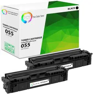 True Color Toner 055 Black Toner Cartridge 2 Pack - Premium Compatible Replacement for Canon 055 Black Works With Canon Color ImageClass MF740 LBP664Cdw