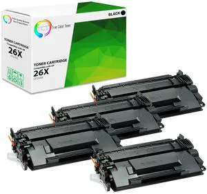 True Color Toner 26X Toner Cartridge 4 Pack - Premium Compatible Replacement for HP 26X CF226X Black High Yield Works With HP LaserJet Pro M402D M402DN M402N MFP M426DW M426FDN M426FDW