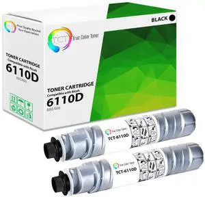 True Color Toner 6110D Toner Cartridge 2 Pack - Premium Compatible Replacement for Ricoh Aficio Type 6110D 885400 Black Works With Ricoh Aficio 1060 1075 Gestetner 6002