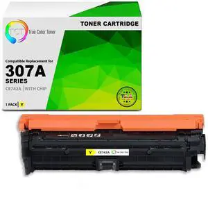 TCT 307A Yellow TAA Compliant Toner Cartridge - Premium Compatible Replacement for HP 307A CE742A Works With HP Color Laserjet Professional CP5225 CP5225n CP5225dn Printers