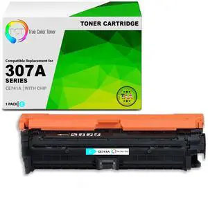 TCT 307A Cyan TAA Compliant Toner Cartridge - Premium Compatible Replacement for HP 307A CE741A Works With HP Color Laserjet Professional CP5225 CP5225n CP5225dn Printers