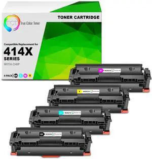 True Color Toner 414X Toner Cartridge 4 Pack - Premium Compatible Replacement for HP 414X W2020X W2021X W2022X W2023X High Yield Works With HP Color LaserJet Pro M454 MFP M479
