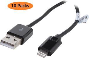 Nippon Labs USB-LI-3BK-10P 3 ft. MFi Certified Black Apple 8-pin Lightning to USB Cable - Charge and Sync Cable - 10 Packs