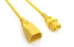 Nippon Labs 14 AWG IEC320 C13/C14 Power Extension Cable, SJT, 15A/250V, IEC-60320-C14 to IEC-60320-C13 Yellow, 3ft. Power Cord Nippon Labs 14 AWG IEC320 C13/C14 Power Extension Cable, SJT, 15A/250V, IEC-60320-C14 to IEC-60320-C13 Yellow, 3ft. Power Cord