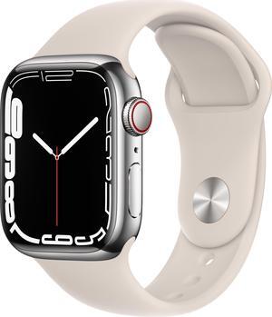 Apple Watch Series 7 41mm (GPS + Cellular) Silver Stainless Steel Case - Starlight Sport Band
