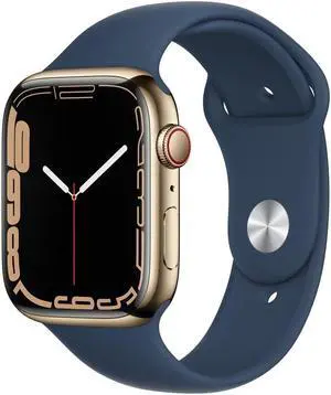 Apple Watch Series 7 41mm GPS + Cellular Gold Stainless Steel with Abyss Blue Sport Band