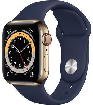 Apple Watch Series 6 40mm GPS + Cellular Gold Stainless Steel Case - Deep Navy Sport Band