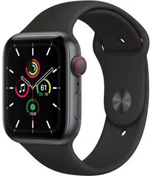 Apple Watch SE 44mm GPS + Cellular, Space Gray Aluminum Case - Black Sport Band
