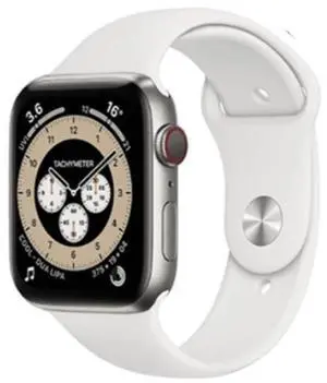 Apple Watch Series 6 44mm GPS + Cellular Silver Titanium with White Sports Band