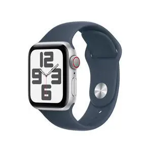 Apple Watch SE 2nd Gen 44mm GPS + Cellular Silver Aluminum Case with Storm Blue Sport Band - M/L Apple Watch SE 2nd Gen 44mm GPS + Cellular Silver Aluminum Case with Storm Blue Sport Band - M/L