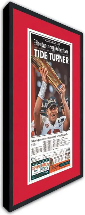 11x22 Newspaper Frame - with Red and White Double Mat - Made to Display Newspapers Measuring 11x22 inches