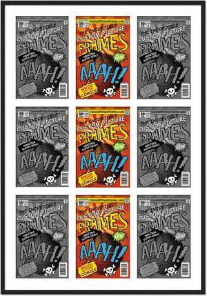 9 Comic Book Frame Black Collage Comic Book Frame with White Mat to Display 9 Current Era Comic Published After 1985 Comic Books with UV Acrylic, Backing & Hanging Hardware