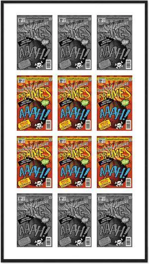 12 Comic Book Frame Black Collage Comic Book Frame with White Mat to Display 12 Current Era Comic Published After 1985 Comic Books with UV Acrylic, Backing & Hanging Hardware