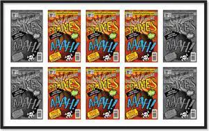 10 Comic Book Frame Black Collage Comic Book Frame with White Mat to Display 10 Golden Age Comic Published Between 1938 and 1956 Comic Books with UV Acrylic, Backing & Hanging Hardware