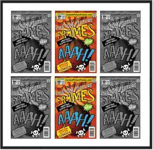 6 Comic Book Frame Black Collage Comic Book Frame with White Mat to Display 6 Silver Age Comic Published Between 1956 and 1970 Comic Books with UV Acrylic, Backing & Hanging Hardware
