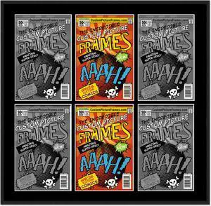 6 Comic Book Frame Black Collage Comic Book Frame with Black Mat to Display 6 Silver Age Comic Published Between 1956 and 1970 Comic Books with UV Acrylic, Backing & Hanging Hardware