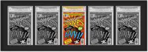 5 Comic Book Frame Black Collage Comic Book Frame with Black Mat to Display 5 Golden Age Comic Published Between 1938 and 1956 Comic Books with UV Acrylic, Backing & Hanging Hardware