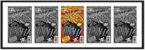 5 Comic Book Frame Black Collage Comic Book Frame with White Mat to Display 5 Current Era Comic Published After 1985 Comic Books with UV Acrylic, Backing & Hanging Hardware