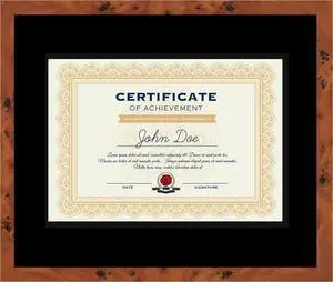 15x18 Brown Diploma Frame - Black on Black Double Mat - Displays 11x14 Diplomas with Mat or 15x18 Inch Without Mat - With Acrylic Front and Foam Board Backing