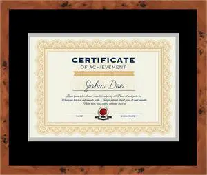 15x18 Brown Diploma Frame - Black on Silver Double Mat - Displays 11x14 Diplomas with Mat or 15x18 Inch Without Mat - With Acrylic Front and Foam Board Backing