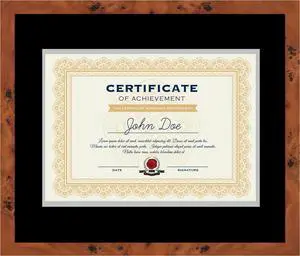 16x19 Brown Diploma Frame - Black on Silver Double Mat - Displays 12x15 Diplomas with Mat or 16x19 Inch Without Mat - With Acrylic Front and Foam Board Backing