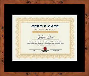 16x19 Brown Diploma Frame - Black on White Double Mat - Displays 12x15 Diplomas with Mat or 16x19 Inch Without Mat - With Acrylic Front and Foam Board Backing