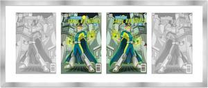 SIlver Comic Book Frame with White Mat - 4 Openings to Display 4 7.75"x10.5" Golden Age Comic Published Between 1938 and 1956 Comic Books Horizontally - with UV Acrylic, Backing & Hardware