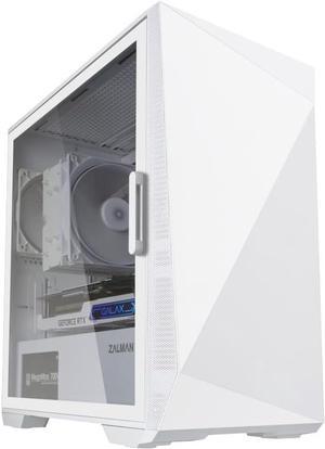 Zalman Z1 Iceberg Gaming PC Case - mATX, Mini-ITX, 3 x 120mm Fans Preinstalled, Swing Door Tempered Glass Side Panel - 2 x USB 3.0, White