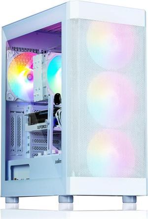 Zalman i4 TG Airflow Gaming PC Case - ATX, Micro ATX, Mini ITX Computer Case - 4 x 140mm Static RGB Quiet Fans Pre-Installed - Tempered Glass Side Panel - 360mm Radiator Support, White