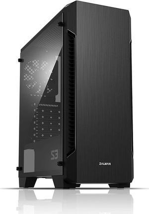 Zalman - S3 - ATX Mid-Tower PC Case - Full Acrylic Side Panel - 3x Case Fan 120mm Pre-Installed, Black