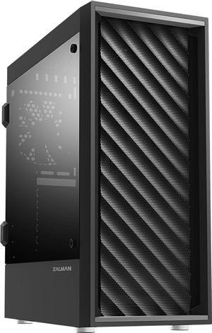Zalman T7 Slim ATX Mid-Tower PC Case - 2 x 120mm Fans Preinstalled - Patterned Mesh Design - Tinted Acrylic Side Panel - USB 3.0, Black