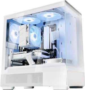 Zalman P10 MATX Gaming PC Case, 120mm ARGB 4-pin PWM Fan Pre-Installed, Panoramic View, Frameless Tempered Glass Front & Side Panel with USB Type C and USB 3.0, White