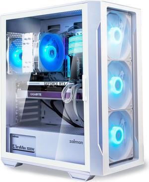 Zalman i3 ARGB Vision TG 140 ATX Mid Tower Gaming PC Case, 3 x 140mm Front + 1 x 120mm ARGB Fans Pre-Installed, Tempered Glass Front & Side Panel, White