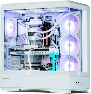 Zalman P50 ATX Mid-Tower Premium PC Case - Panoramic Tempered Glass, Hinged Cable Management Doors, BTF Back-Connect Motherboard Compatible, White (Fans Not Included)