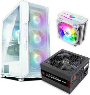 Zalman Case Cooler PSU Combo - Zalman i3 Neo White ATX Mid-Tower PC Case +  10X Optima II 180W White TDP CPU Cooler +  Gigamax 600W 80+ Plus Bronze PSU