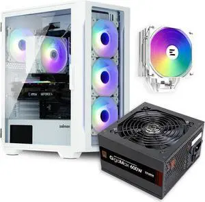 Zalman Case Cooler PSU Combo - Zalman i3 Neo TG White ATX Mid-Tower PC Case + 9X Performa Plus ARGB White 180W TDP CPU Cooler + Gigamax 600W 80+ Plus Bronze PSU