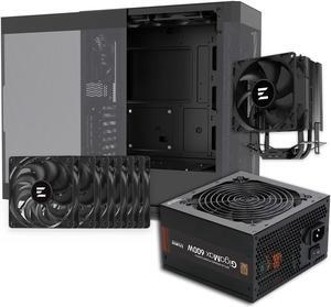 Zalman Case Cooler PSU Combo - Zalman i4 Black ATX Mid-Tower PC Case + C4X Black 150W TDP CPU Cooler + Gigamax 600W 80+ Plus Bronze PSU