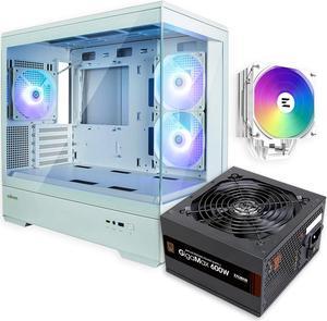 Zalman Case Cooler PSU Combo - Zalman P30 White MATX Mini-Tower PC Case + 9X Performa Plus White 180W TDP CPU Cooler + Gigamax 600W 80+ Plus Bronze PSU