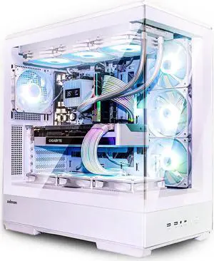 Zalman P50 ATX Mid-Tower Premium PC Case - Panoramic Tempered Glass, Hinged Cable Management Doors, Back-Connect Motherboard Compatible, Barebone Computer Chassis, White