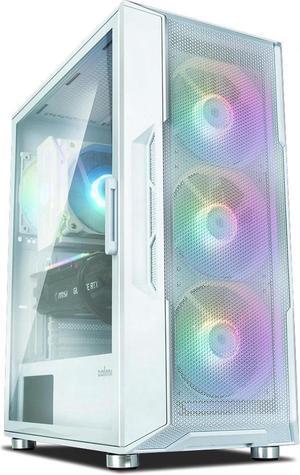 Zalman i3 NEO ATX Mid-Tower Gaming PC Desktop Computer Case, 4 x 120mm RGB Fans Preinstalled, Mesh Front Panel for High Airflow, Tempered Glass Side Panel, White