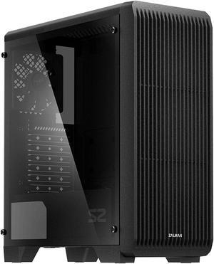 Zalman S2 TG ATX Mid Tower Desktop Computer PC Case, 3 x 120mm Fans included, Tinted Tempered Glass Side Panel, USB 3.0