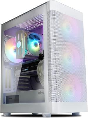 Zalman i4 TG Airflow ATX Mid-Tower Gaming PC Case, 4 x 140mm RGB Fans Preinstalled, Tempered Glass Side Panel, 360mm Radiator Support, White