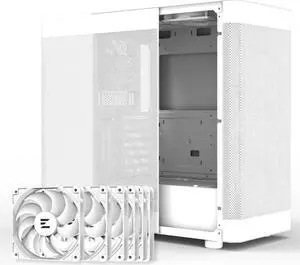 Zalman i4 Airflow ATX Mid-Tower Desktop Computer PC Case, Includes 6 x 120mm Fans, Full Mesh Front and Side Panels, 360mm Radiator Support, White