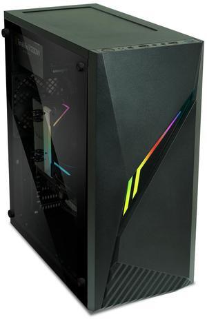Zalman Raven ATX Gaming PC Case, Spectrum RGB Lighting Strip with Control Button, Tempered Glass Side Panel, USB 3.0, Preinstalled 120mm Rear Fan, Compact Mid-Tower for ATX, MATX, and Mini-ITX