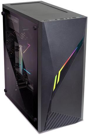 Zalman Raven ATX Gaming PC Case, Spectrum RGB Lighting Strip with Control Button, Tempered Glass Side Panel, USB 3.0, Preinstalled 120mm Rear Fan, Compact Mid-Tower for ATX, MATX, and Mini-ITX