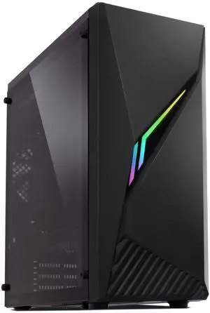 Zalman Raven ATX Mid Tower PC Case, RGB Lighting Strip w/ Control Button, Tempered Glass Side Panel, USB 3.0, 1 x Preinstalled 120mm Fan (Supports up to 3 Fans and 240mm Radiator)