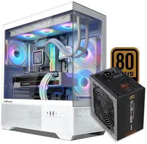 PC Builder Bundle - Zalman PC Case with PSU Combo - Chronix ATX Gaming PC Case, White - 3 x 120mm ARGB Fans with 80 Plus Bronze 600W Power Supply